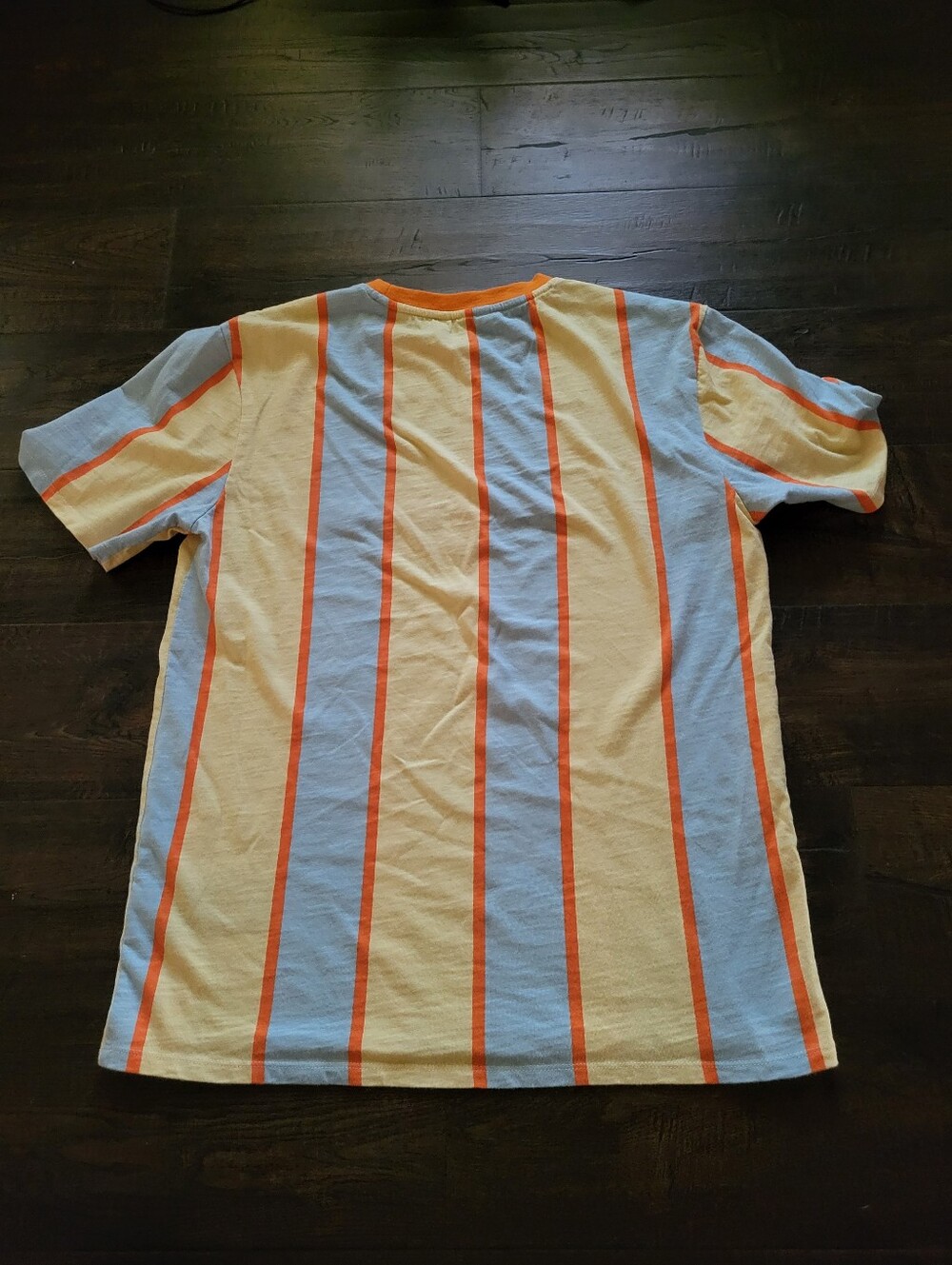 Guess Originals T-Shirt Mens Small Yellow Blue Orange Striped Embroidered Logo - Picture 8 of 8